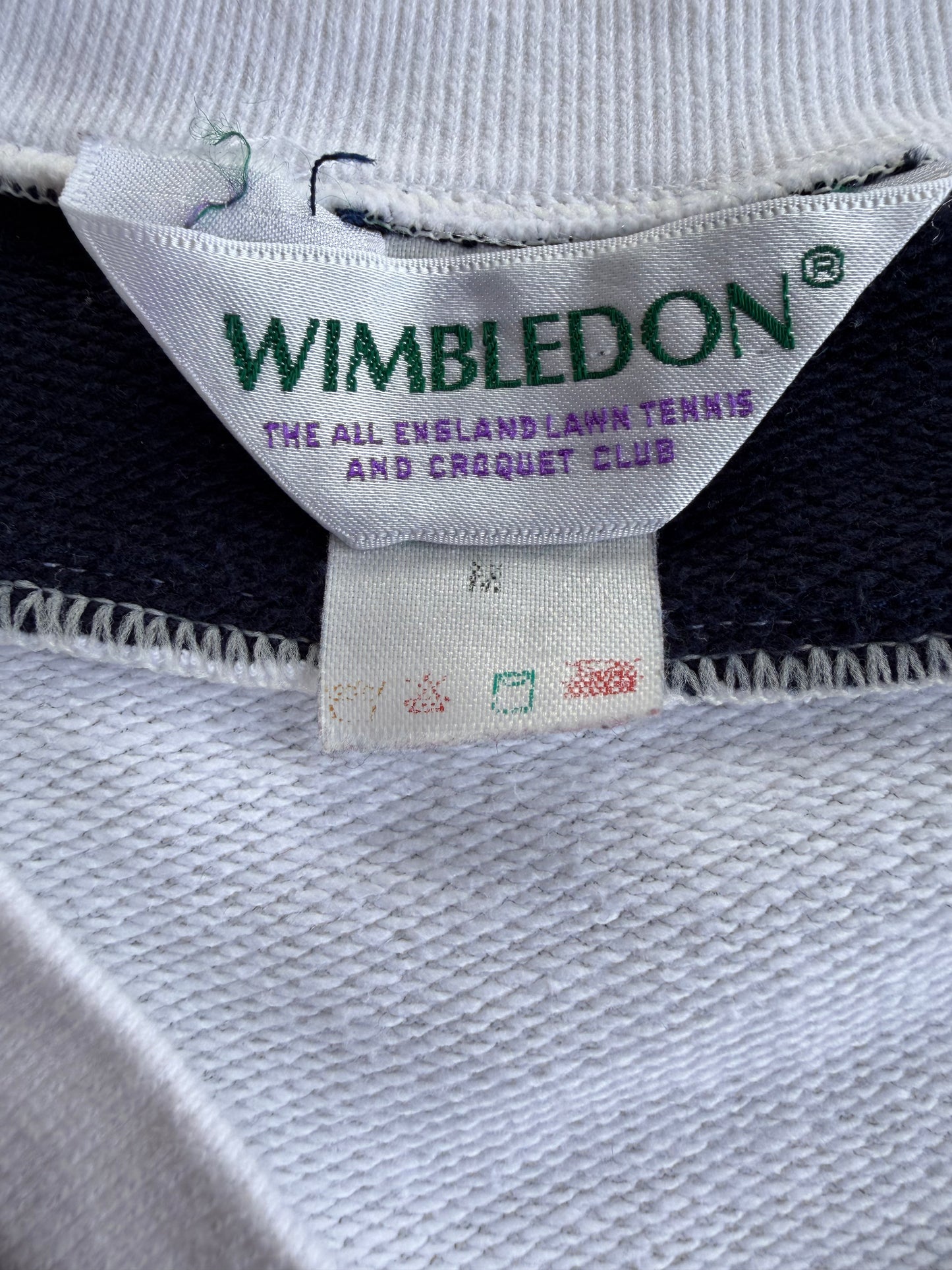 VTG 90s Wimbledon All England Tennis Club White Sweatshirt Size: M