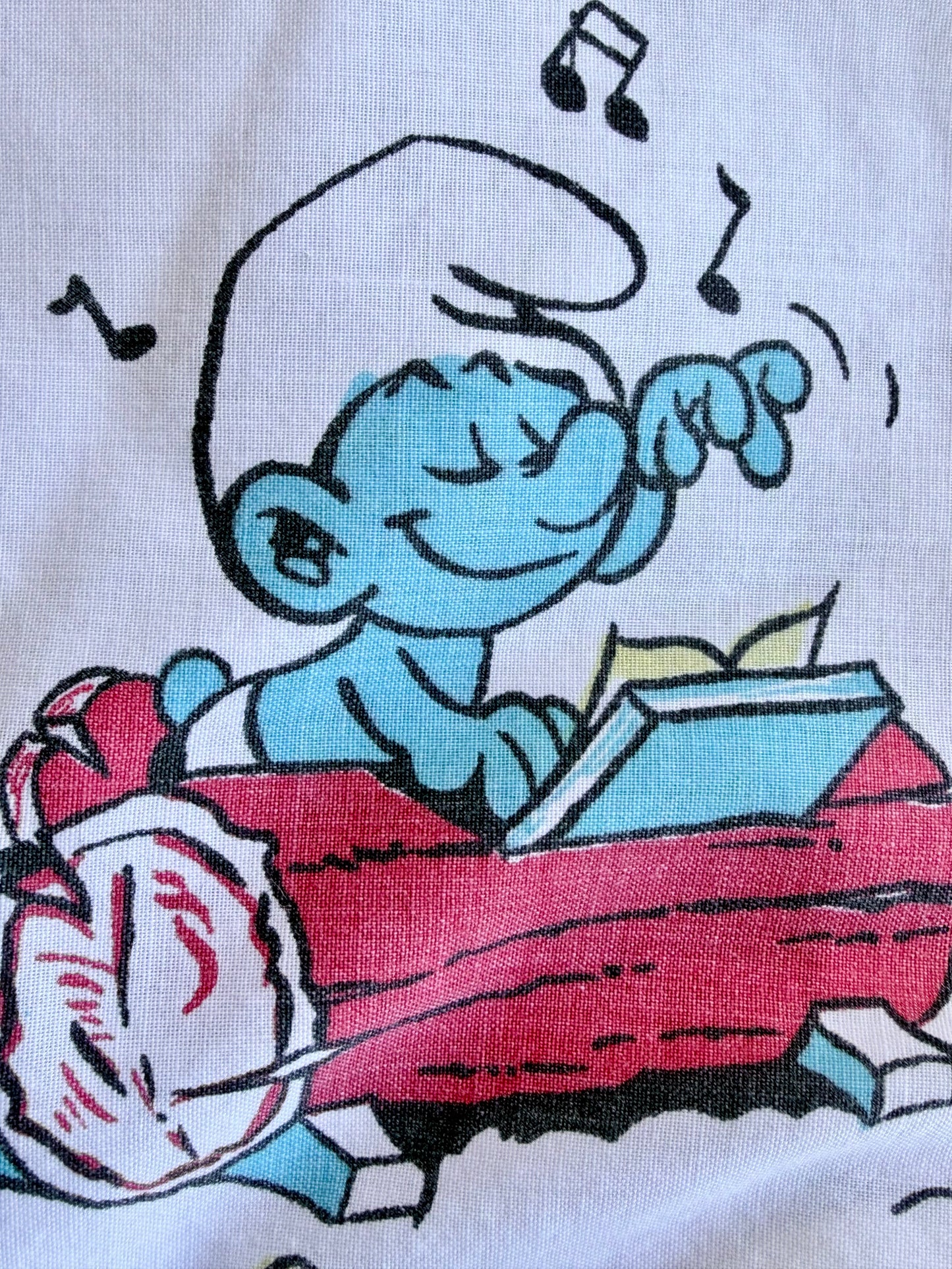 VTG '80s The Smurfs Mushroom House Peyo Flat Sheet Size: TWIN