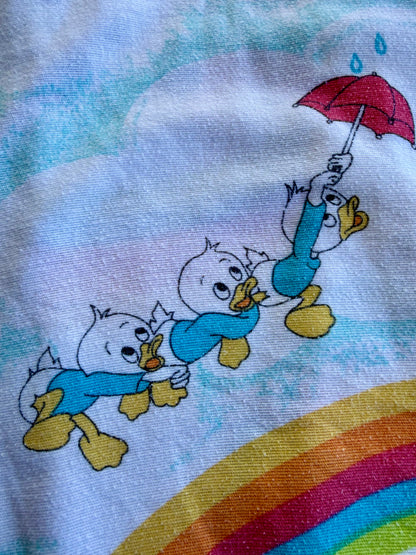 VTG '80s Disney Mickey & Friends Rainbow Skating Flat Sheet Size: TWIN