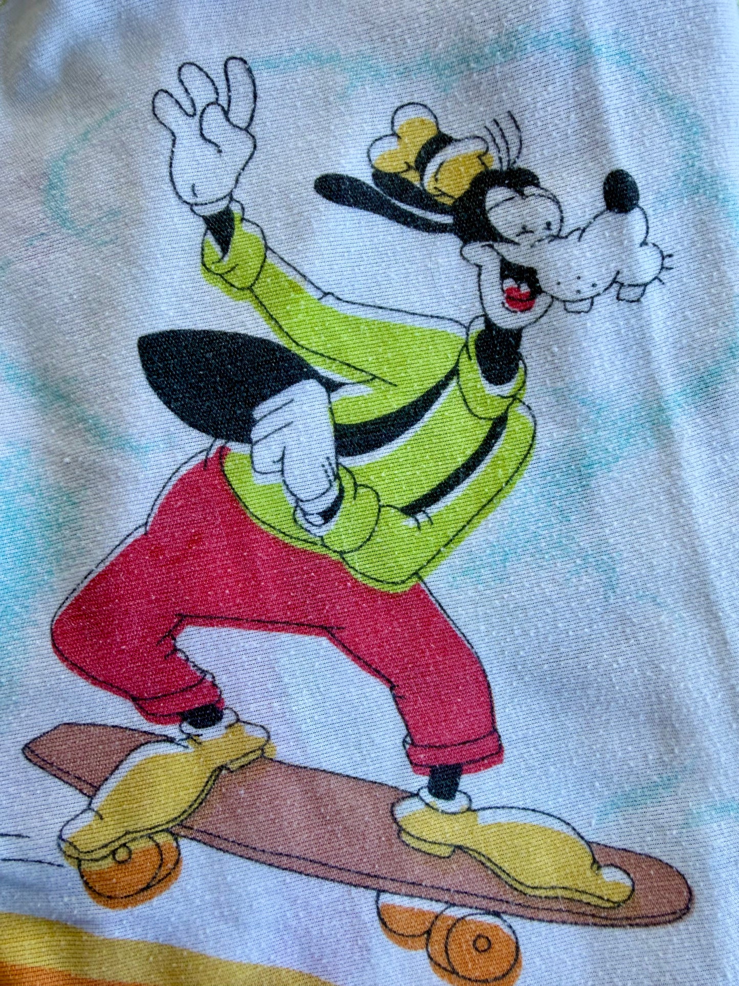VTG '80s Disney Mickey & Friends Rainbow Skating Flat Sheet Size: TWIN