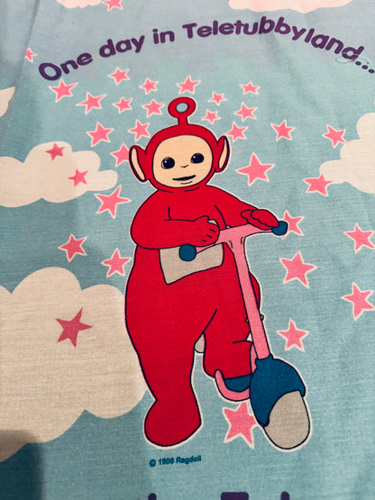 VTG Teletubbies 1998 Toddler Bed Crib Flat Sheet Tinky-Winky Dipsy Laa-Laa Po