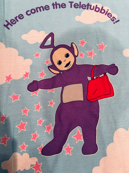 VTG Teletubbies 1998 Toddler Bed Crib Flat Sheet Tinky-Winky Dipsy Laa-Laa Po