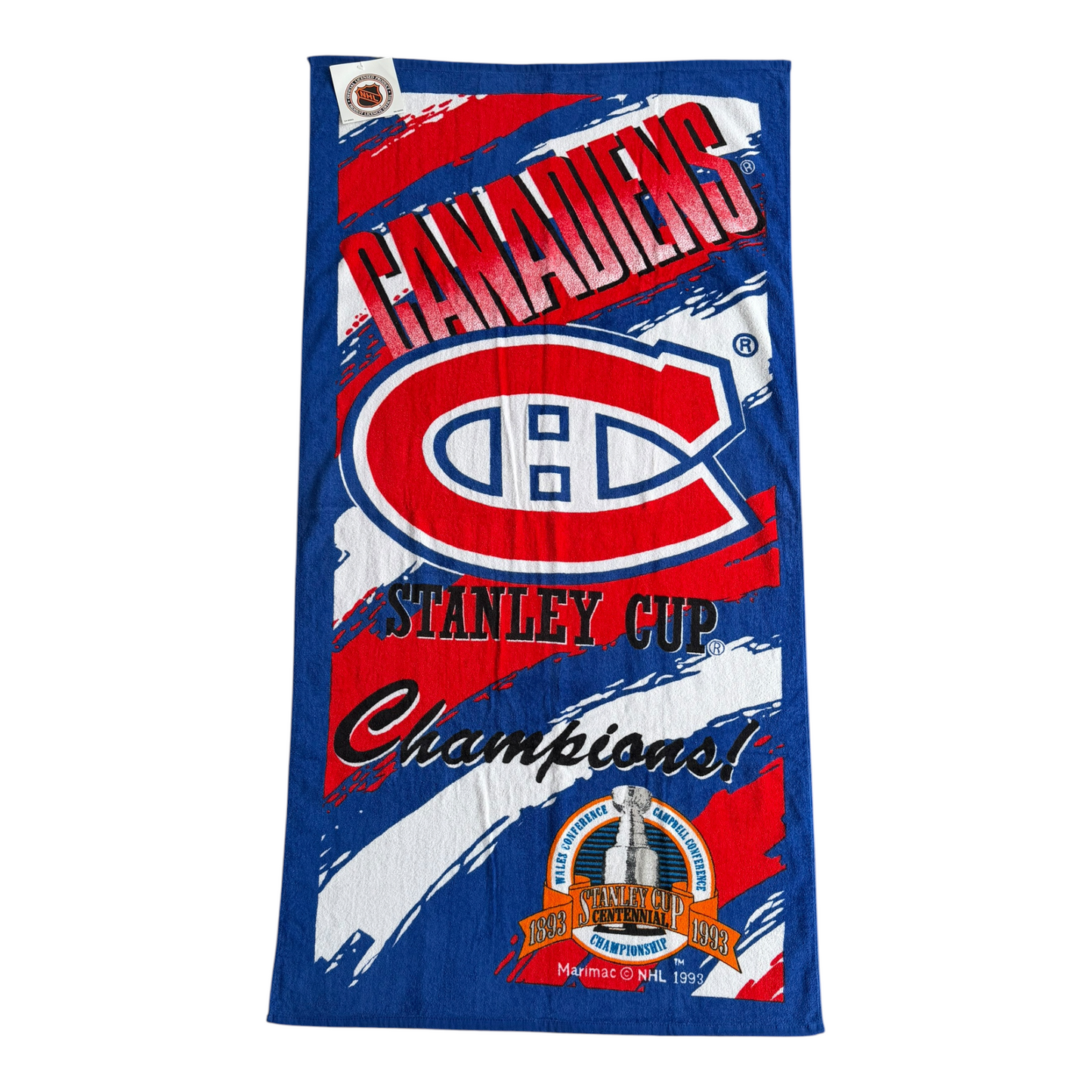 VTG Rare Deadstock 1993 Montreal Canadiens NHL Stanley Cup Champions Beach Towel