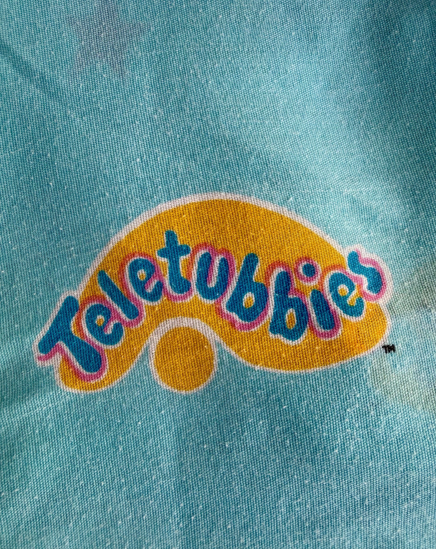 VTG ‘90s Teletubbies Toddler Crib Flat Bed Sheet Blue Big Hug BBC Ragdoll