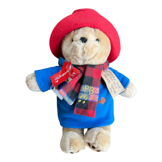 Rainbow Designs Paddington Bear Classic Red Plaid Scarf Stuffed Animal Toy