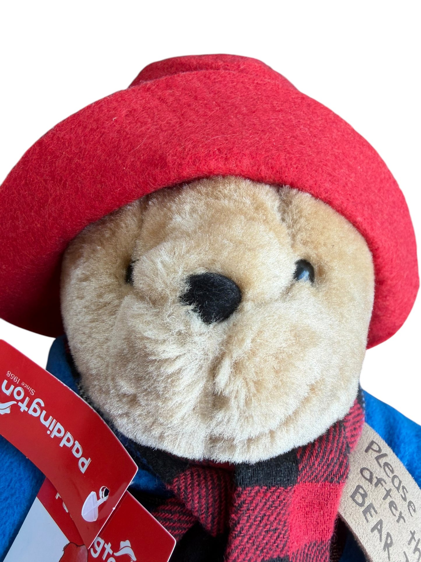 Rainbow Designs Paddington Bear Classic Red Plaid Scarf Stuffed Animal Toy