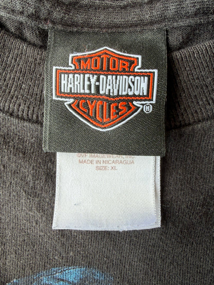 VTG Harley Davidson Pin Up Girl Ride A Legend Fargo ON Graphic T-Shirt Size: XL