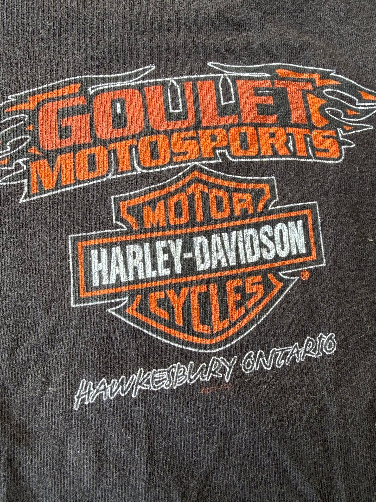VTG Harley Davidson Pin Up Girl Ride A Legend Fargo ON Graphic T-Shirt Size: XL