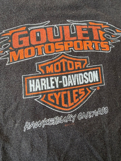 VTG Harley Davidson Pin Up Girl Ride A Legend Fargo ON Graphic T-Shirt Size: XL