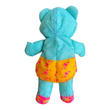 VTG 1996 Tyco Doodle Bear Splash Time Teal Orange Bubble Shorts Plush