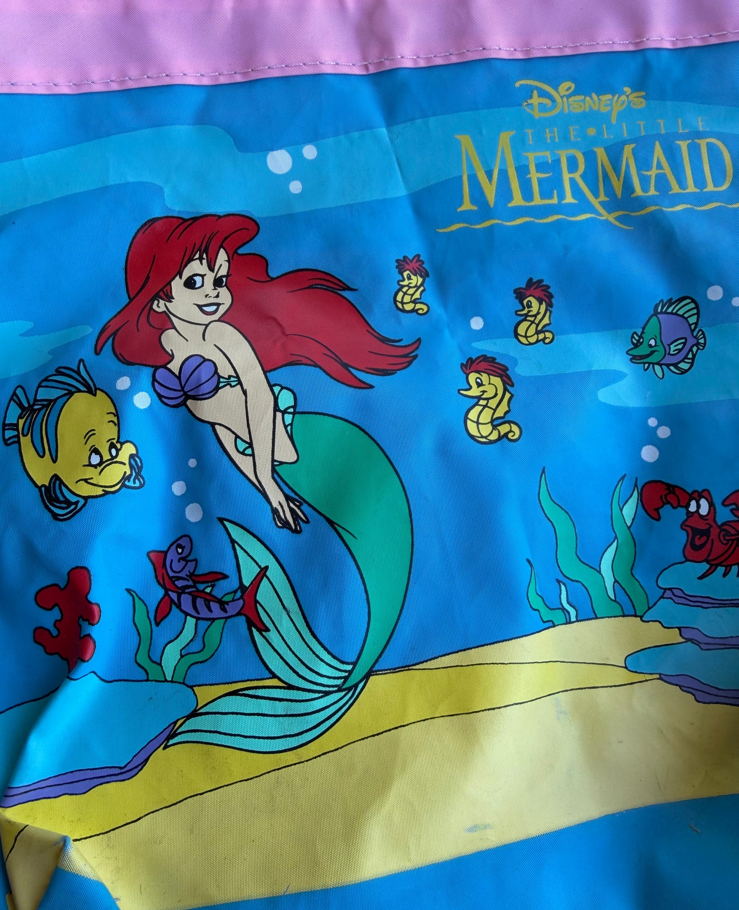 VTG ‘90s Disney The Little Mermaid Ariel Flounder Sebastian PVC Tote Bag Set