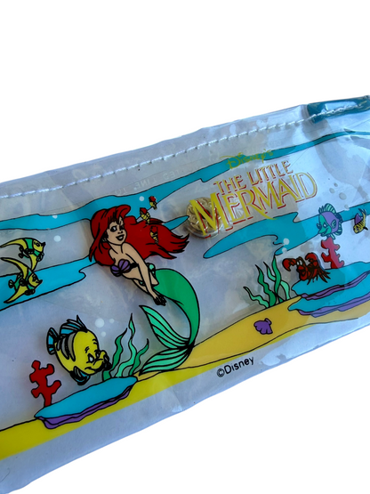 VTG ‘90s Disney The Little Mermaid Ariel Flounder Sebastian PVC Tote Bag Set
