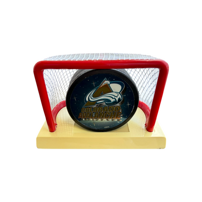VTG 1997 Fotoball Colorado Avalanche NHL Hockey Puck Mini Net Goal Display Stand