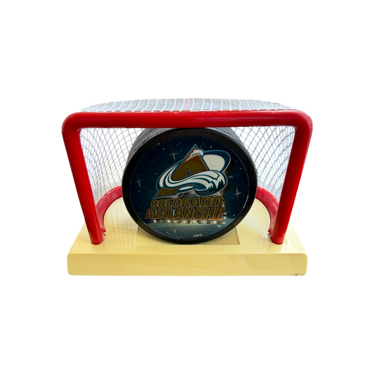 VTG 1997 Fotoball Colorado Avalanche NHL Hockey Puck Mini Net Goal Display Stand
