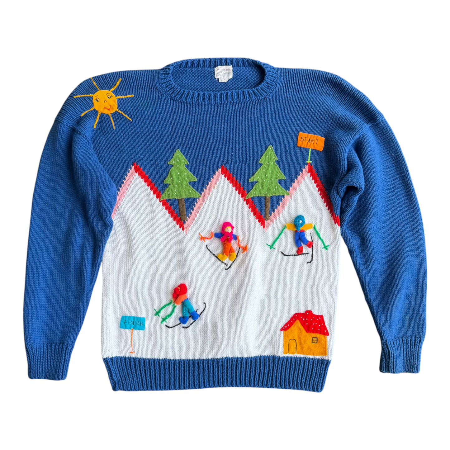 VTG ‘90s Ski Slope Novelty Sweater Pullover 100% Cotton Size: L