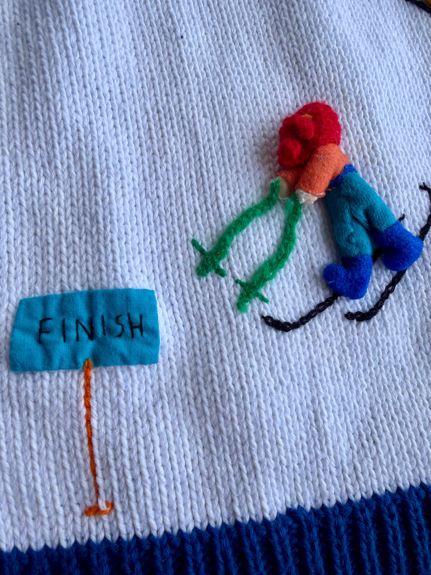 VTG ‘90s Ski Slope Novelty Sweater Pullover 100% Cotton Size: L