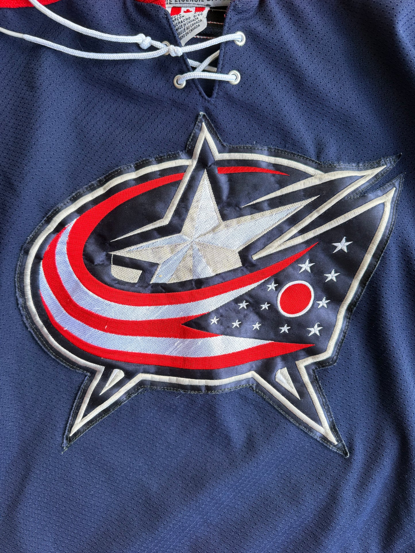 2003-07 Columbus Blue Jackets CCM Alternate Hockey Jersey Y2K Youth Size: L/XL