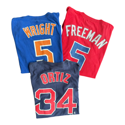 VTG Majestic MLB T-Shirt Bundle Wright Mets Freeman Braves Ortiz Red Sox Size: L