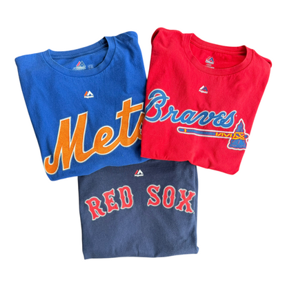 VTG Majestic MLB T-Shirt Bundle Wright Mets Freeman Braves Ortiz Red Sox Size: L