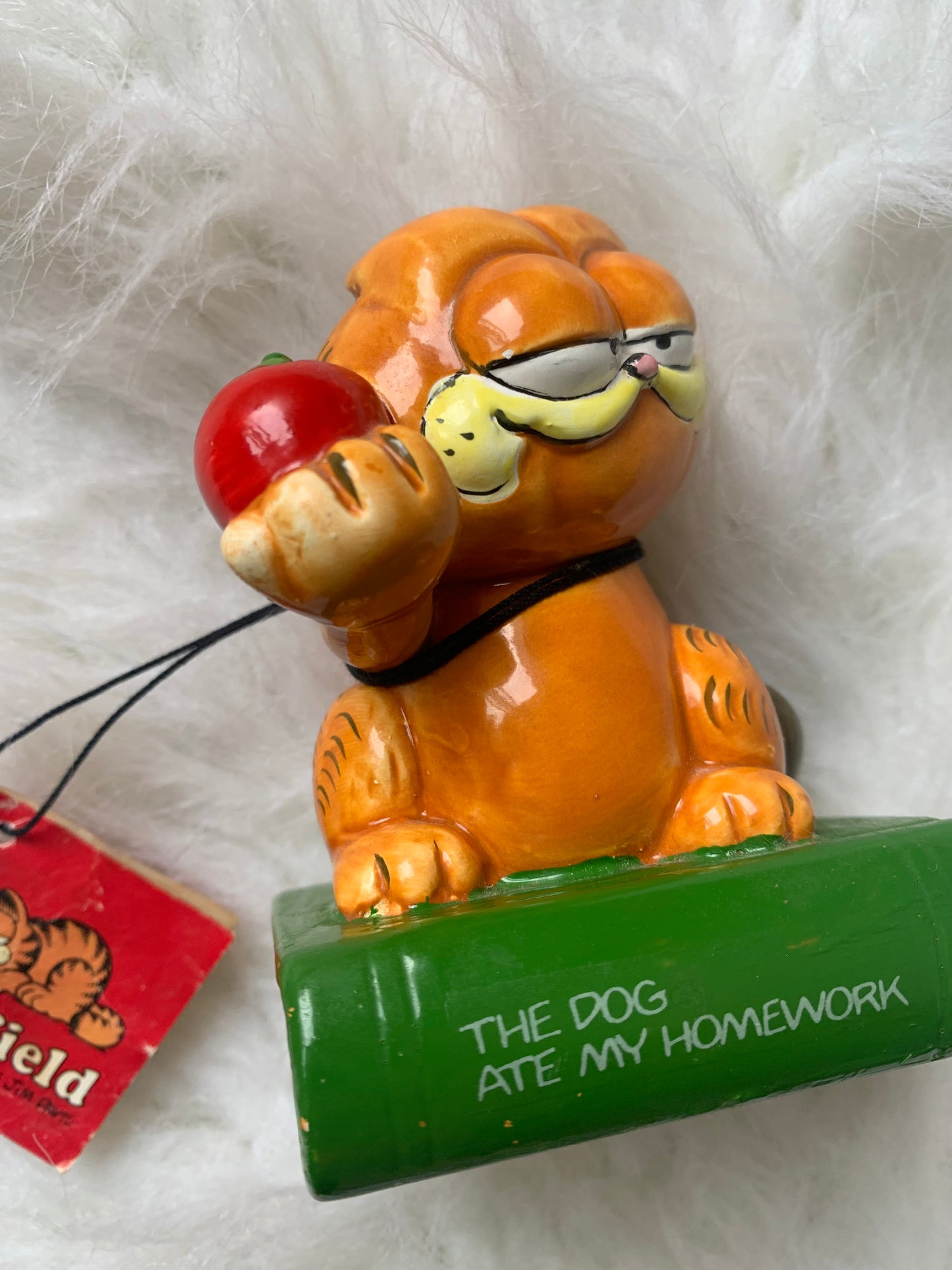 VTG 1981 Enesco Garfield Ceramic Figure “The Dog Ate My Homework” Figurine With Tag