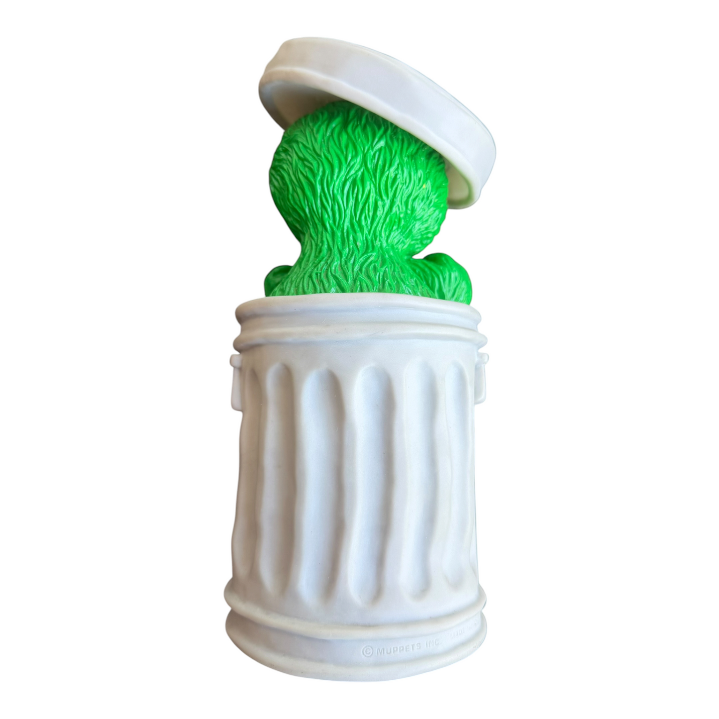VTG Illco Sesame Street Oscar the Grouch "Go Away" Trash Can Coin Bank