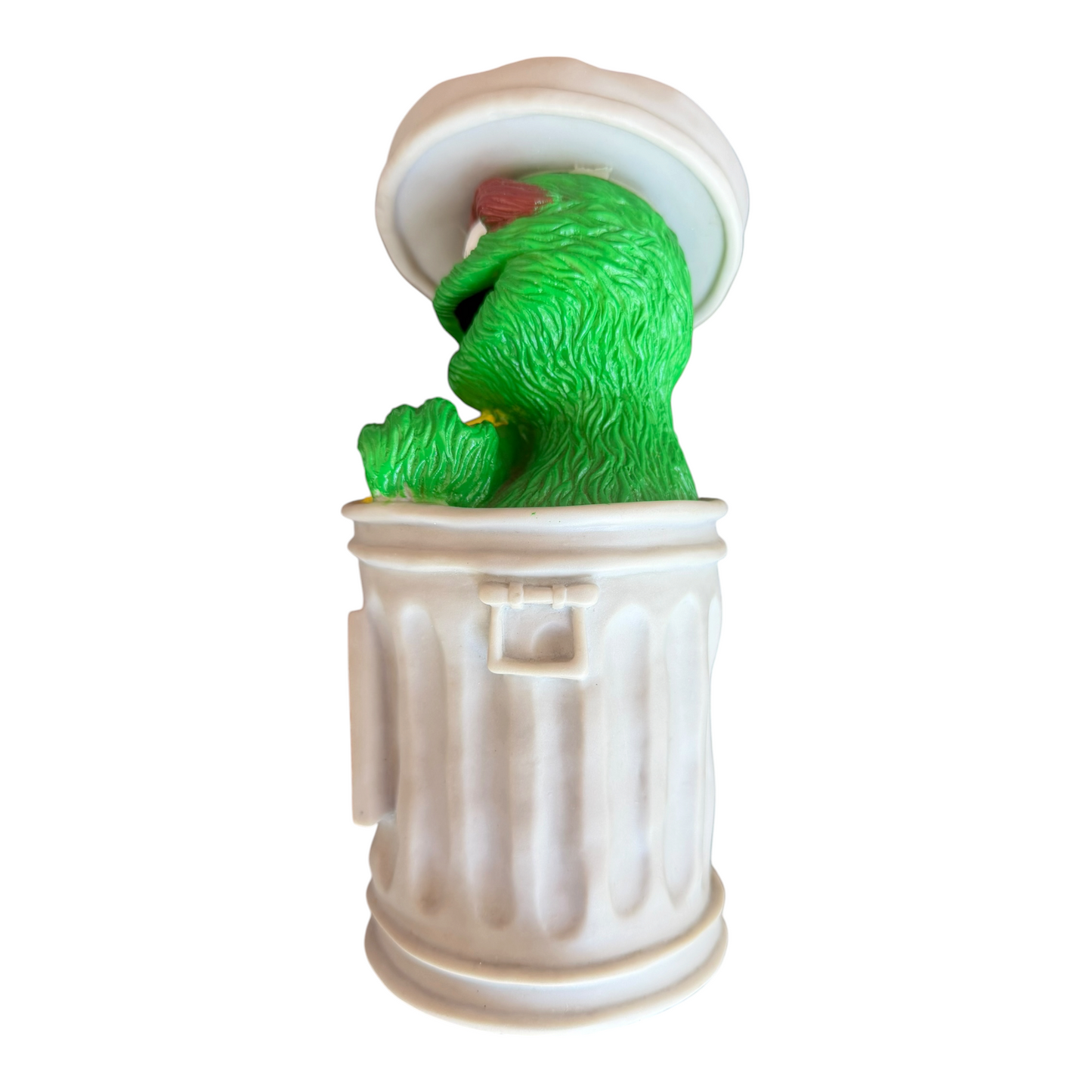 VTG Illco Sesame Street Oscar the Grouch "Go Away" Trash Can Coin Bank