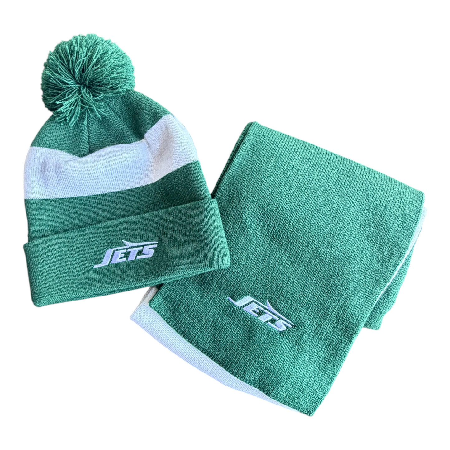 New York Jets NFL Ultra Game Pom Beanie & Scarf Set Winter Knit Fan Gear
