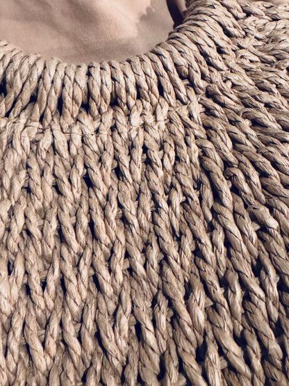 Summer Rattan Top Handle Bag