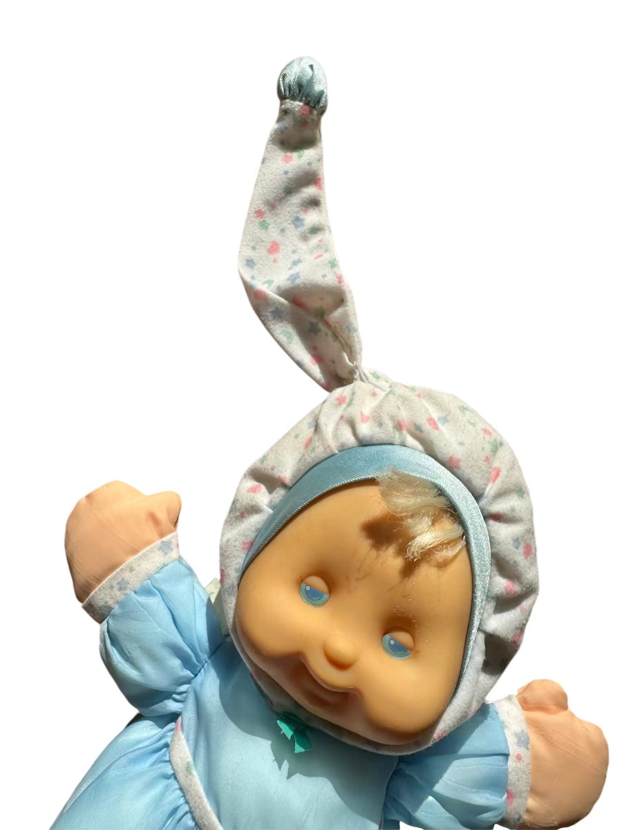 VTG 1991 Fisher-Price Puffalump Kids Plush Snuggle Doll Blue Moon Star No Light