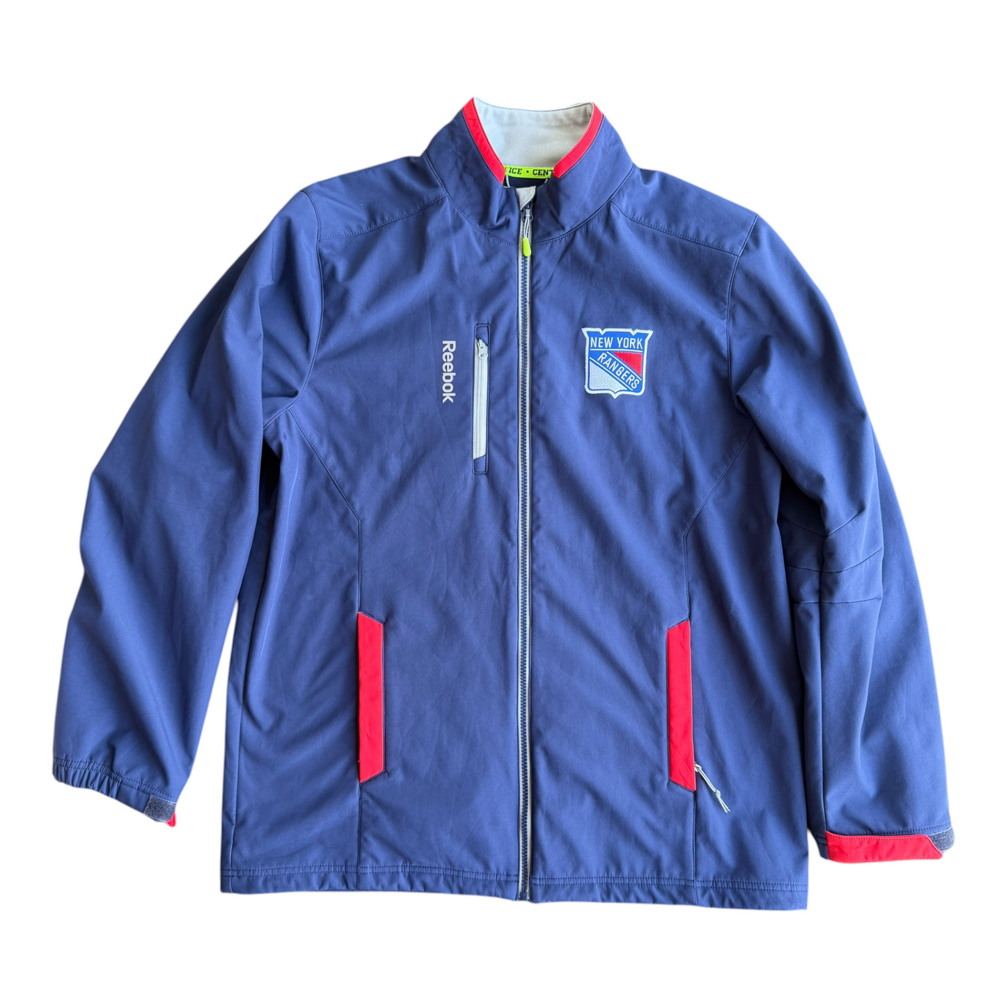 New York Rangers Reebok NHL Center Ice Collection Full Zip Blue Jacket Size: L