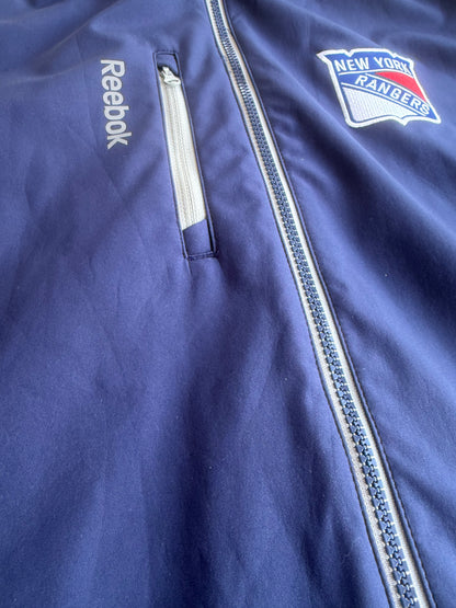 New York Rangers Reebok NHL Center Ice Collection Full Zip Blue Jacket Size: L
