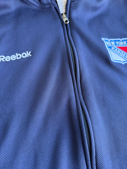 New York Rangers Reebok NHL Center Ice Collection Full Zip Blue Hoodie Size: L
