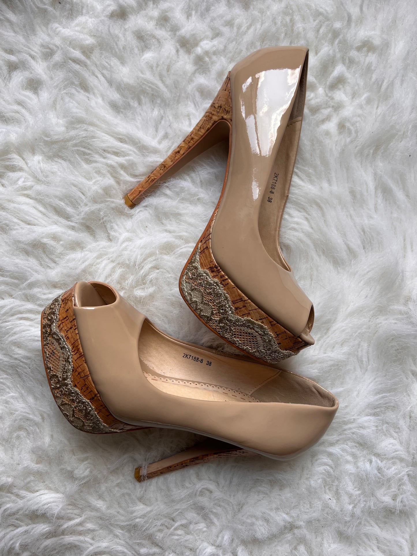 Noblez Soulier Dentelle Nude Heel Shoes EU 38