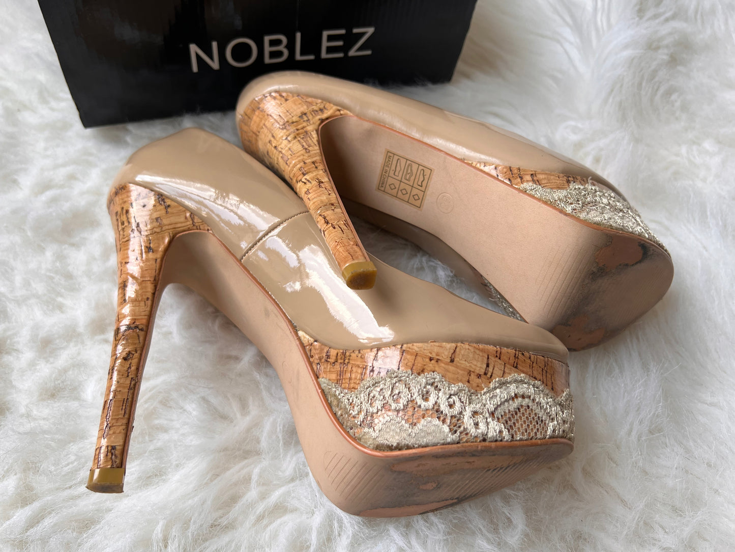 Noblez Soulier Dentelle Nude Heel Shoes EU 38