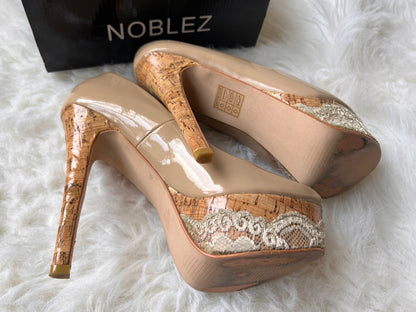 Noblez Soulier Dentelle Nude Heel Shoes EU 38