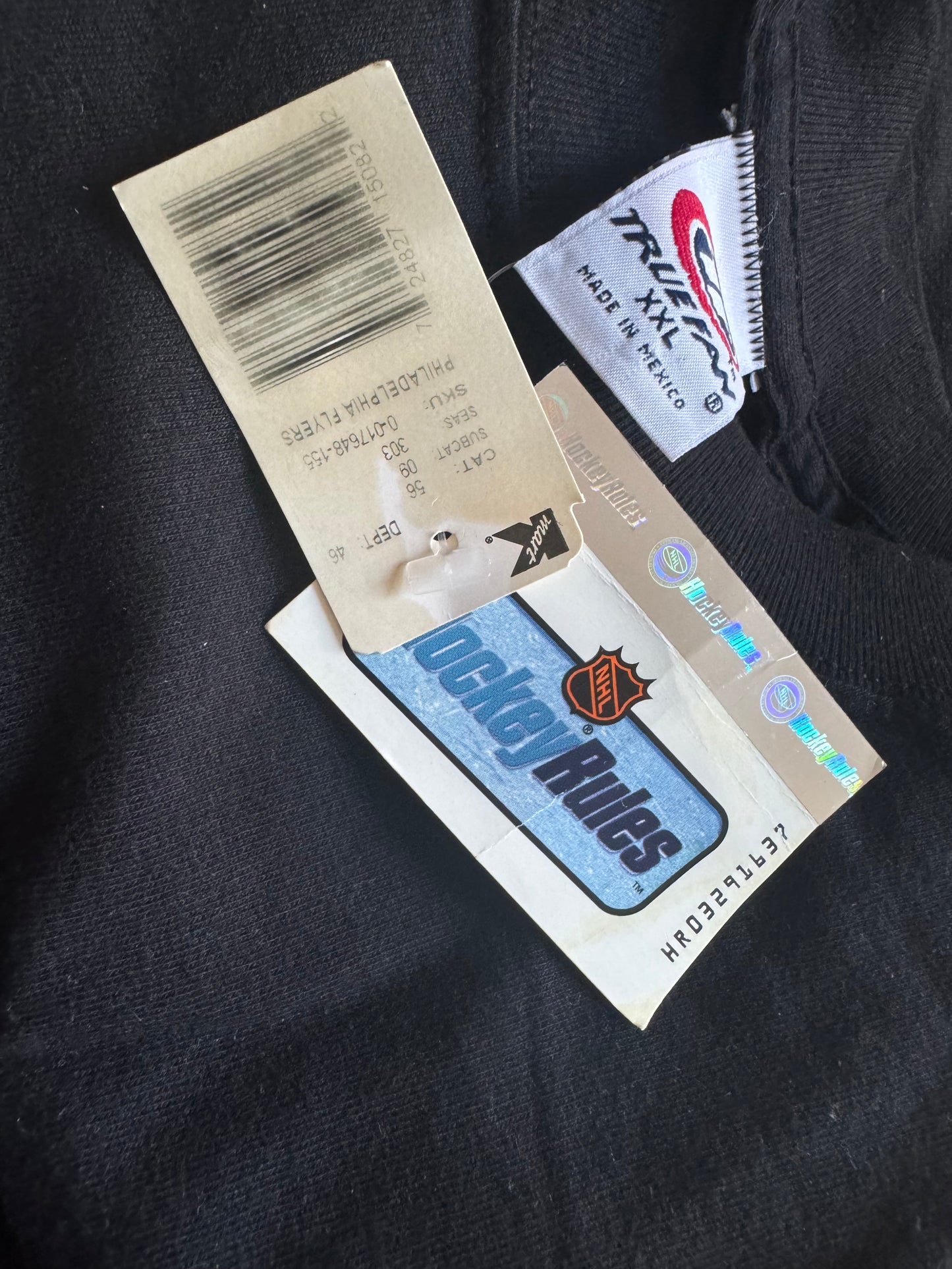 VTG Philadelphia Flyers NHL True Fan Black Stitched Logo T-Shirt Size: XXL