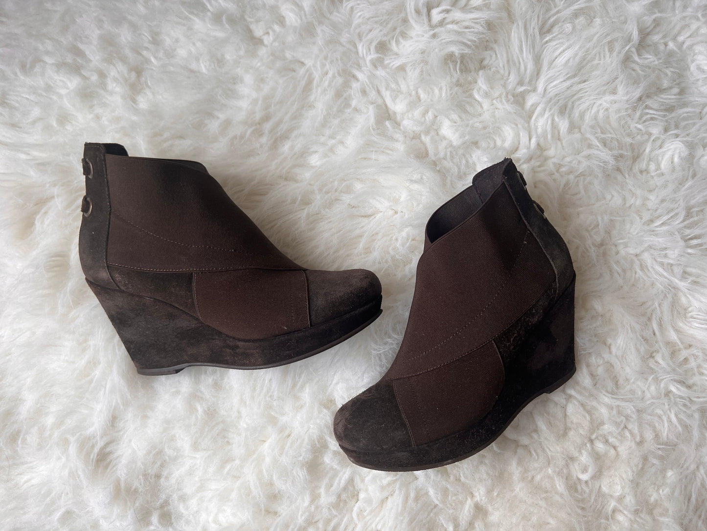 Browns Velour 175 Bis Marron Wedge Boots EU 37