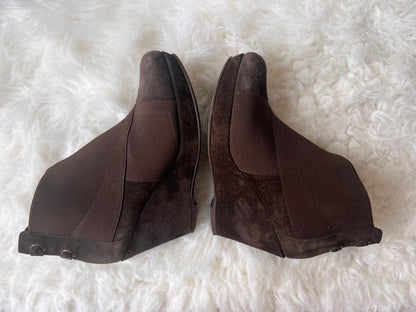 Browns Velour 175 Bis Marron Wedge Boots EU 37