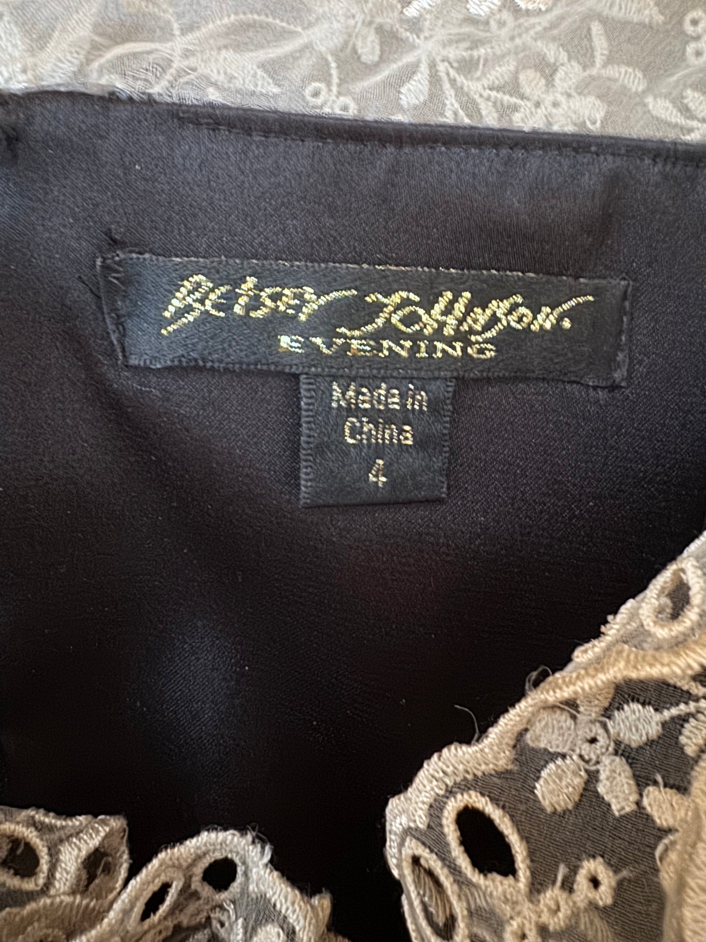 VTG Betsey Johnson Evening Miss Priss Collection Black Velvet Lace Dress Size: 4