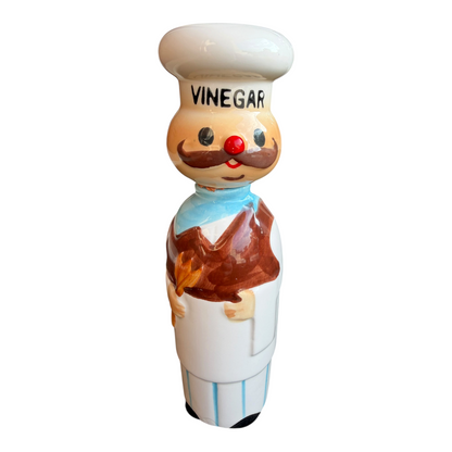VTG Retro Ceramic Chef Salt Pepper Oil Vinegar Condiment Cruet Set Made in Japan