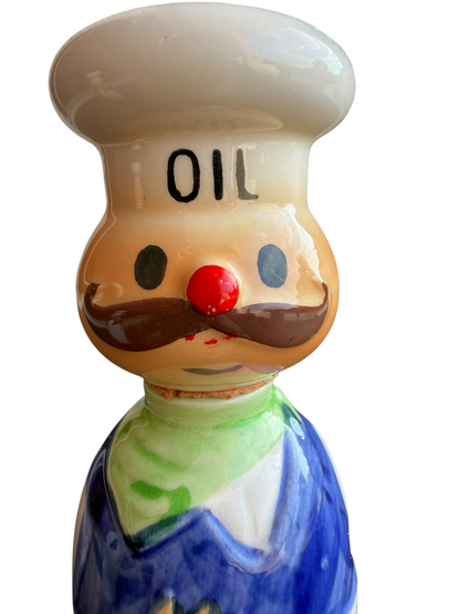 VTG Retro Ceramic Chef Salt Pepper Oil Vinegar Condiment Cruet Set Made in Japan