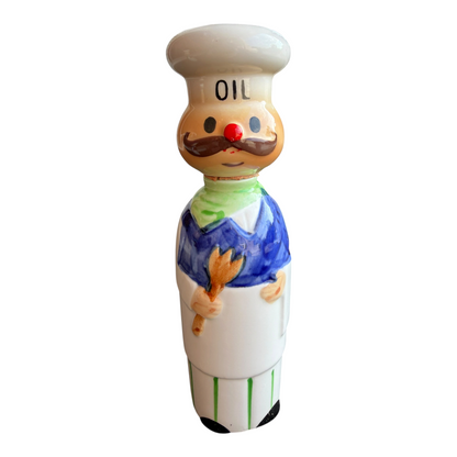 VTG Retro Ceramic Chef Salt Pepper Oil Vinegar Condiment Cruet Set Made in Japan