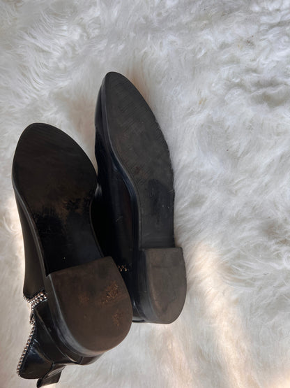 Zara Leather Black Studded Ankle Boots EU 39