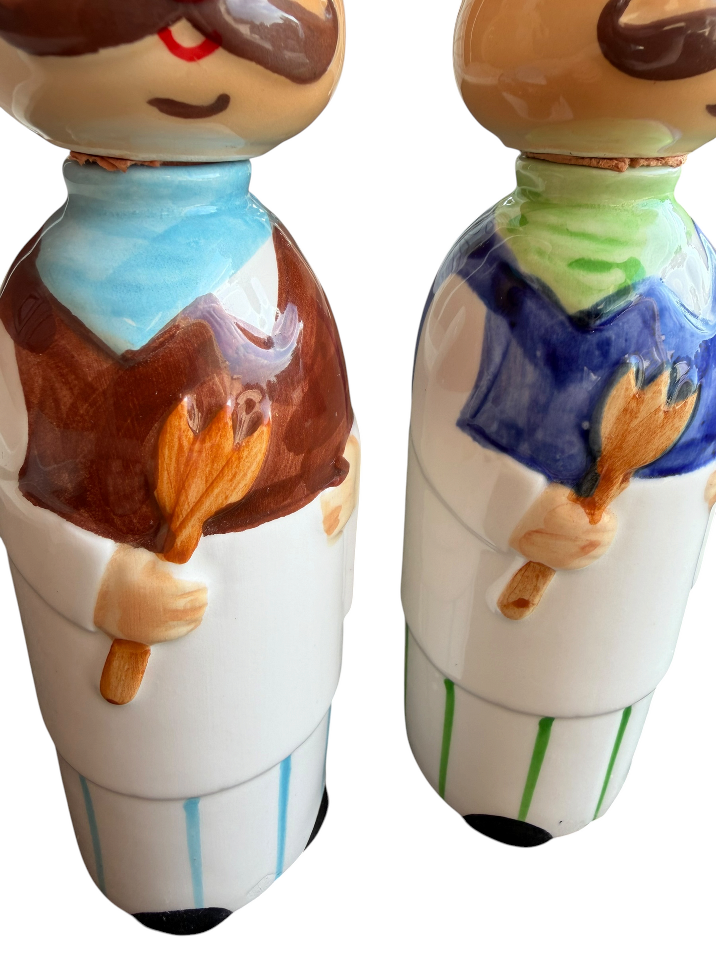 VTG Retro Ceramic Chef Salt Pepper Oil Vinegar Condiment Cruet Set Made in Japan