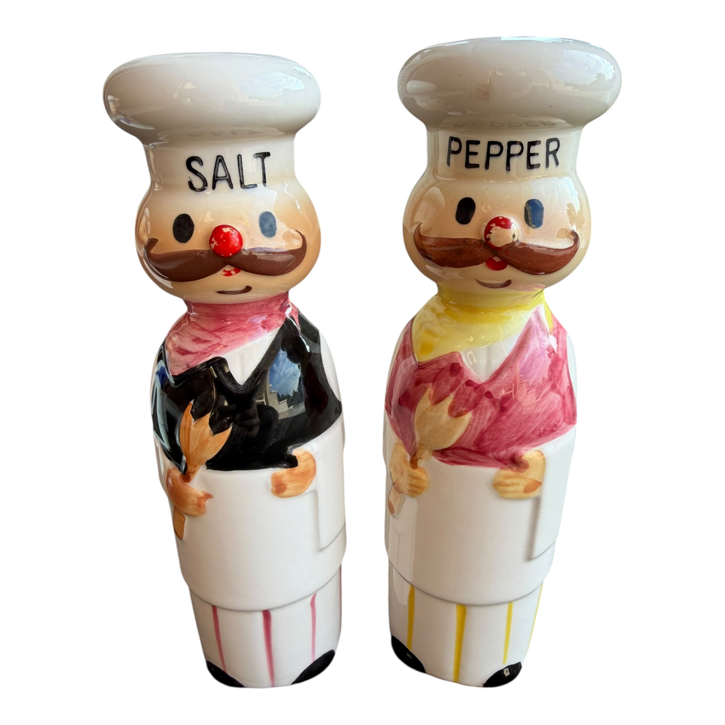 VTG Retro Ceramic Chef Salt Pepper Oil Vinegar Condiment Cruet Set Made in Japan