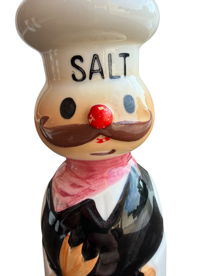 VTG Retro Ceramic Chef Salt Pepper Oil Vinegar Condiment Cruet Set Made in Japan