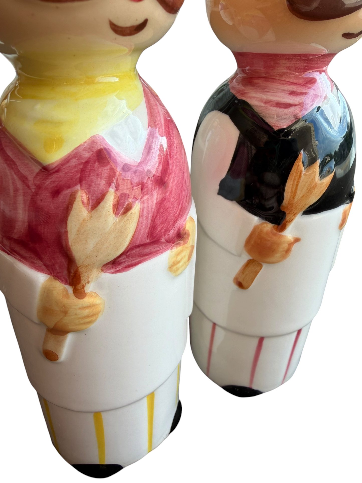 VTG Retro Ceramic Chef Salt Pepper Oil Vinegar Condiment Cruet Set Made in Japan