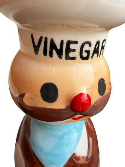 VTG Retro Ceramic Chef Salt Pepper Oil Vinegar Condiment Cruet Set Made in Japan