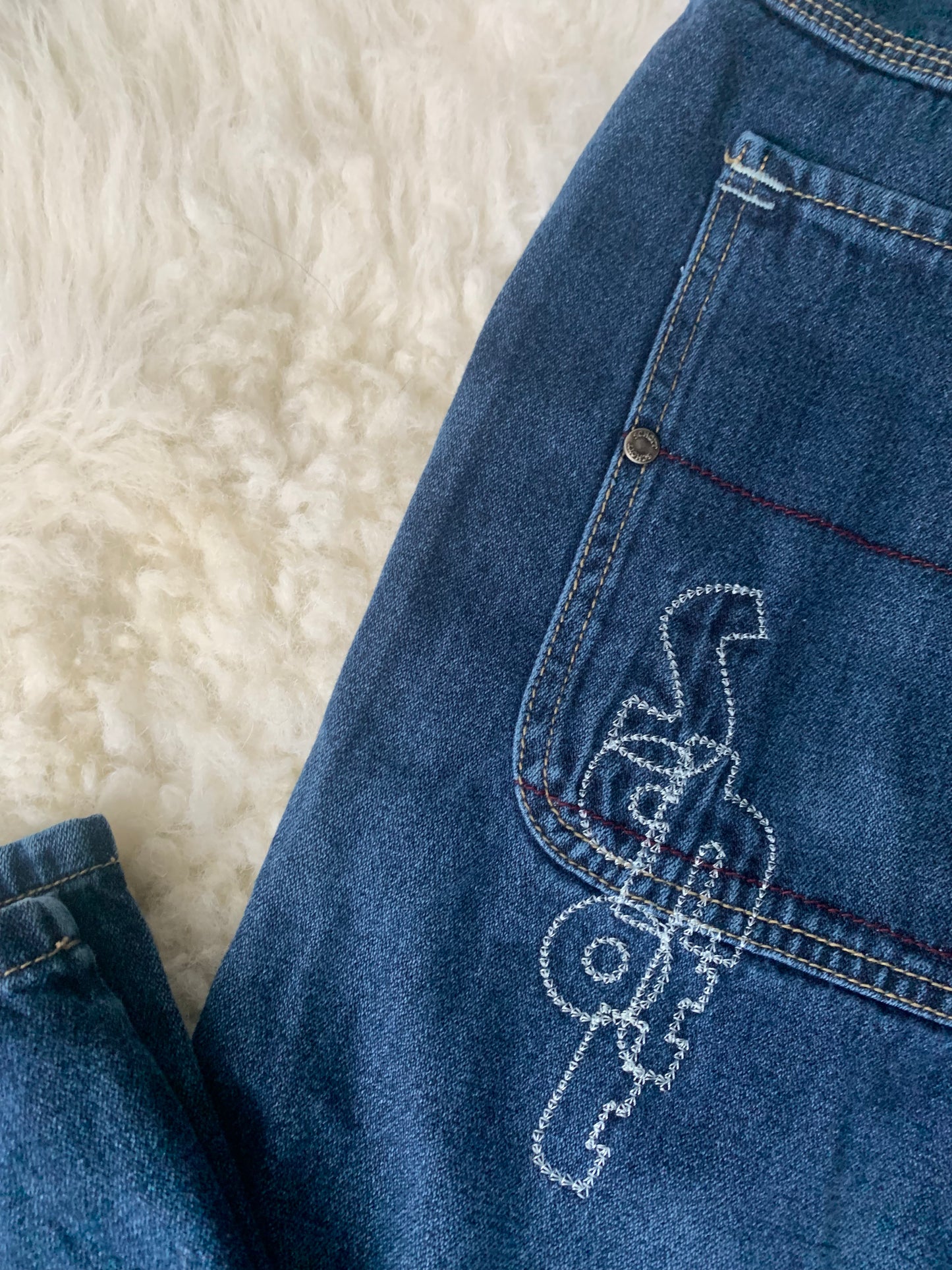 Y2K Schott Bros NYC Men's Denim Jeans Stiched Logo Streetwear Baggy Size: 34