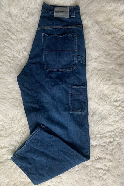 Y2K Schott Bros NYC Men's Denim Jeans Stiched Logo Streetwear Baggy Size: 34